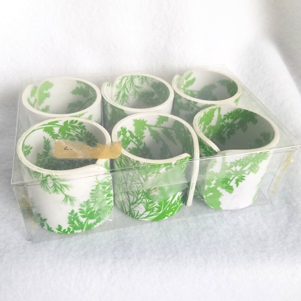 Vtg Match Mates International Laminations Fern Napkin Rings Botanical Dining MCM